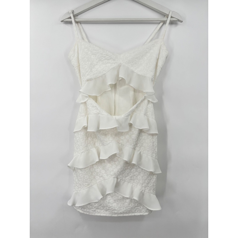 Lovers and Friends Mini Dress Womens XS White Eyelet Ruffle Cutout Revolve - Picture 2 of 13